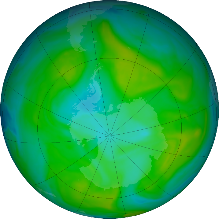 Antarctic ozone map for 17 December 2017
